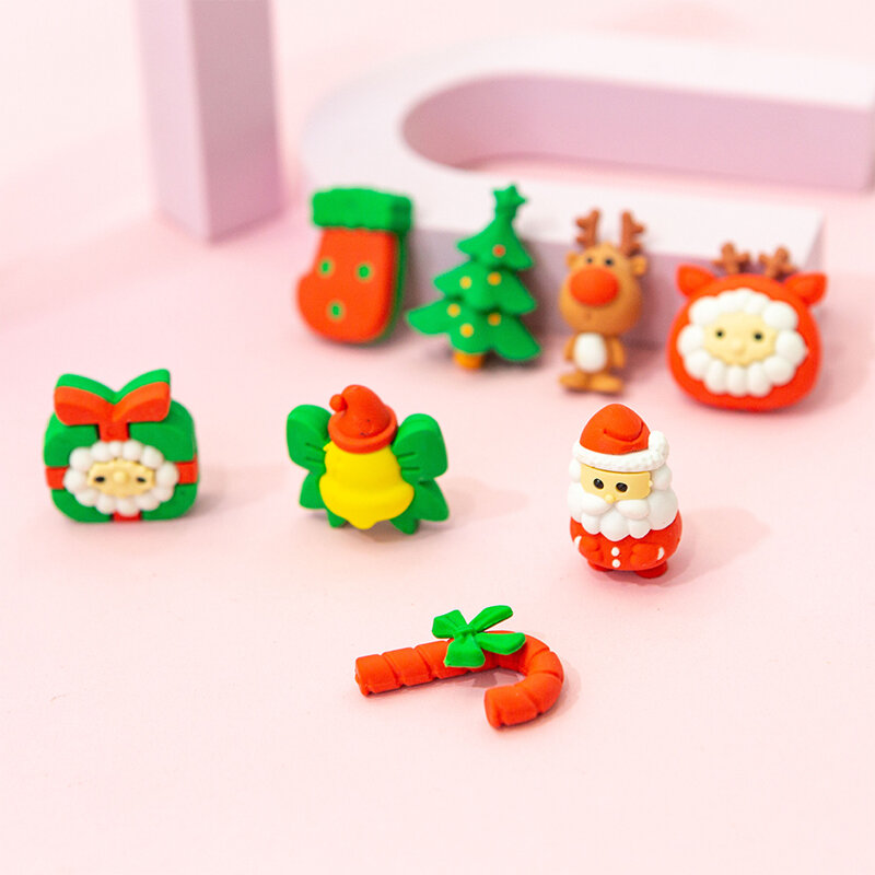 1Set Kerst Gummers Voor Kinderen Sneeuwpop Mini Gumers Briefpapier Gumpers Set Voor Kerst Cadeau Schattige Briefpapier Goodie Tas Vullen