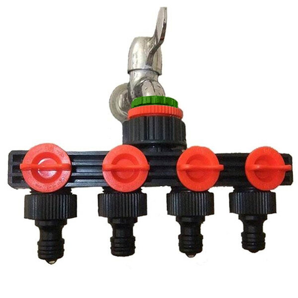 Adaptor Splitter keran air taman, benang cepat konektor pipa selang 4 cara isfang