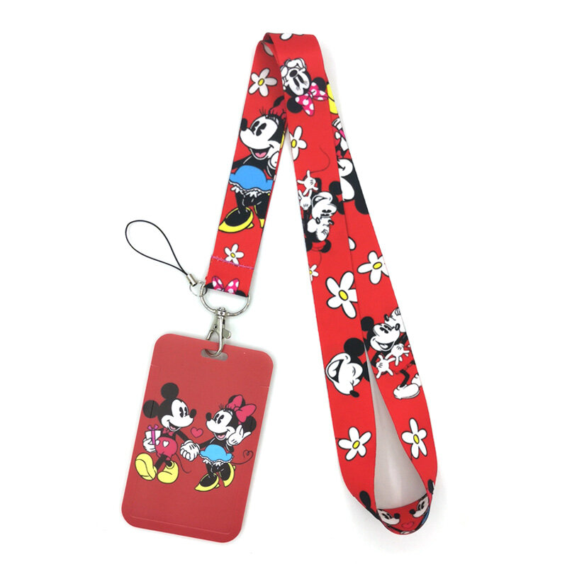 Tas Tempat Kartu Kredit ID Mickey Minnie Mouse Lucu Dekorasi Gantungan Kunci Mobil Lencana Sampul Kartu Travel Wanita Siswa