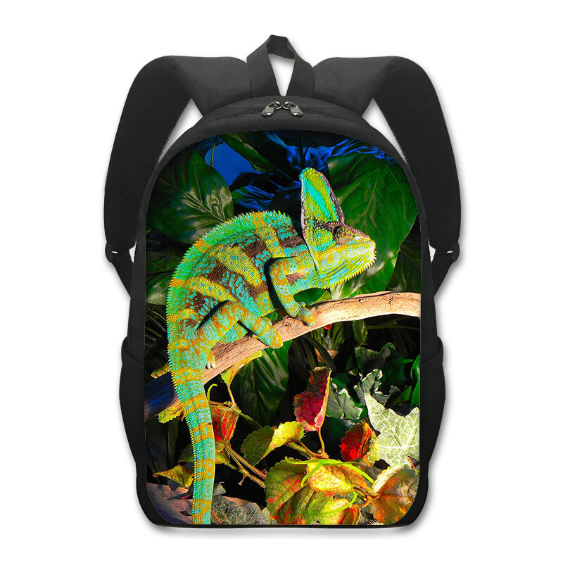 Reptiles Pet Frog Chameleon Snak Spider Print Backpack Women Men Shoulder Bags for Travel Children School Bags Kids Book Bag