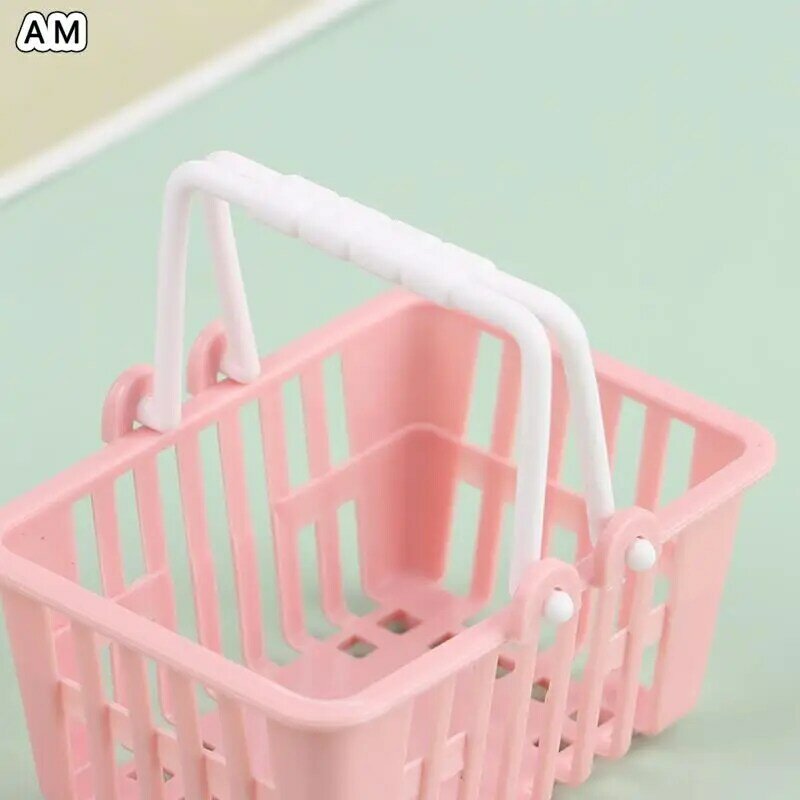 2Pcs Dollhouse Mini Shopping Hand Baskets Model Dollhouse Supermarket Basket For Grocery Toy Pretend Play