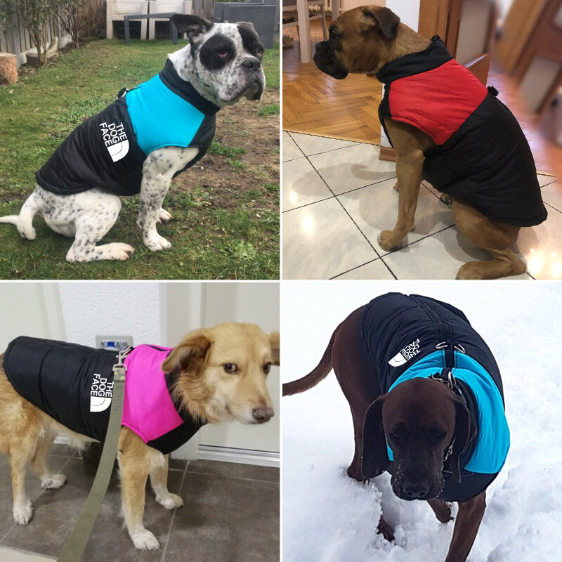 Jaqueta de zíper acolchoada impermeável para cães, roupas quentes para cães, casaco de estimação, colete de inverno, roupas para cães pequenos e médios e grandes