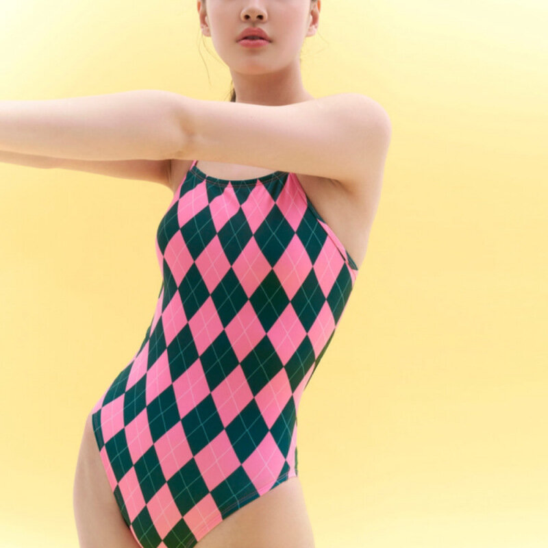 2024 zielony jednoczęściowy strój kąpielowy kobiety Sexy Bandeau wysokie cięcie strój kąpielowy koreański strój kąpielowy
