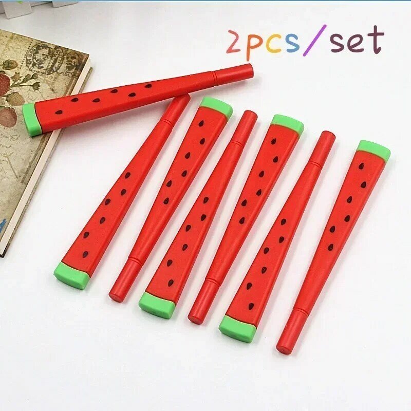 2/4PCS Cute Kawaii Watermelon Pineapple Gel Pen Sweet Lovely Funny Creative Writing School Supply Student Stationery Girls Gift