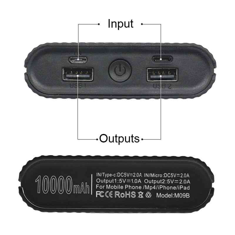 Bateria recarregável portátil da bateria do li-íon de 10000mah tipo-c power bank para a lâmpada de cabeça cirúrgica médica dental do farol