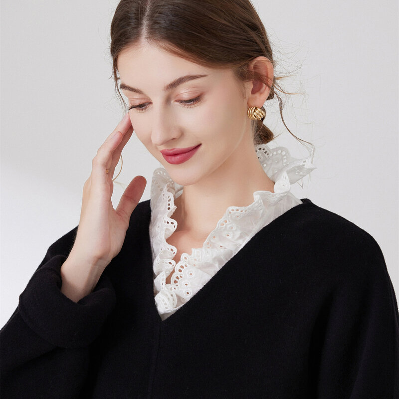 New Fashionable Women's Autumn/Winter Underlay with Fake Decorative Collar and Ruffle Edge Fake Collar