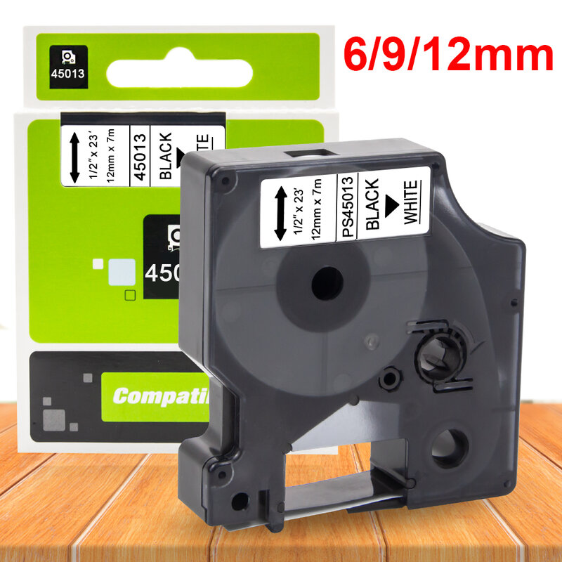 1Pcs 45013 Compatible Dymo D1 Tape 45013 45010 45018 40913 43613 6/9/12mm Label Tape for Dymo Printer LabelManager 160 280 420P