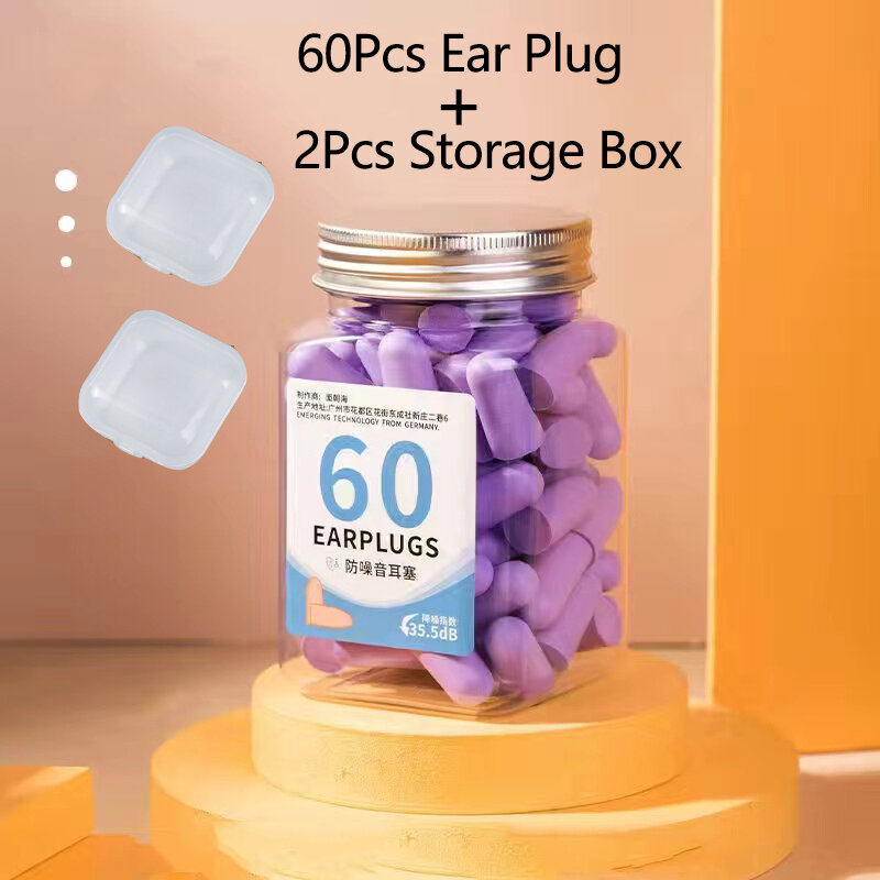 6Styles 60Pcs Soft Sponge Earplugs Sleeping Ear Plugs For Sleeping Travel Sleep Noise Reduction Rate 35.5db Sound Insulation