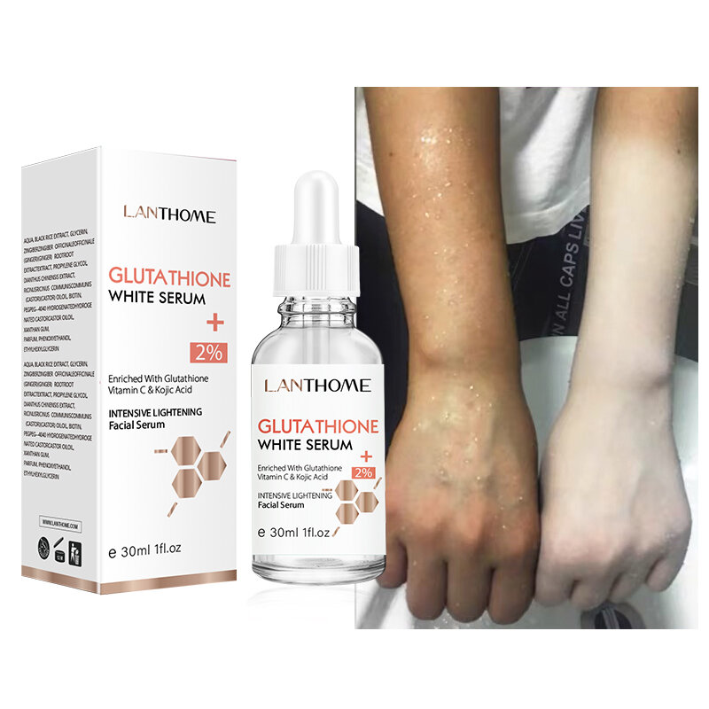 Lanthome Glutathione Whitening Serum Fade Black Dark Spots Vitamin C Defects Reduce Facial Oil Brightening Firming For Women