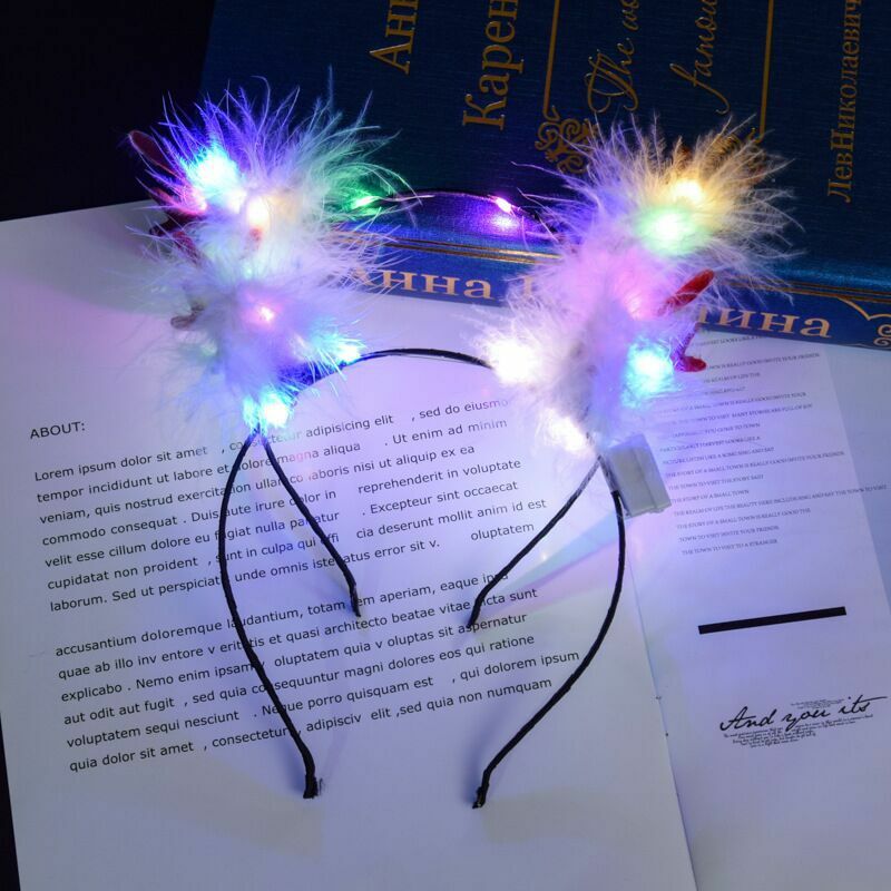 LED Feather Headband Garlands Girls Light Up Hair Wreath Party  Bridesmaid  Festival Costumes  Wedding Ramadan Kids gifts Toys