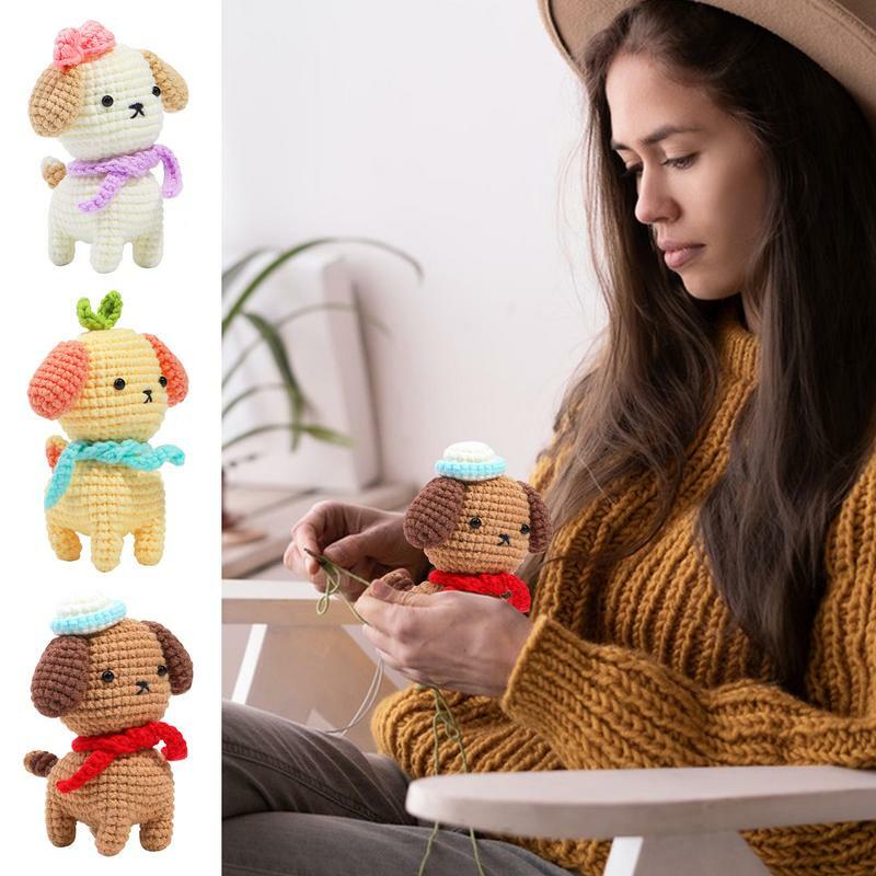 Crochet Starter Kit para iniciantes, DIY Animal Puppy-temático Crochet Set, Iniciante-Friendly aprender com instruções