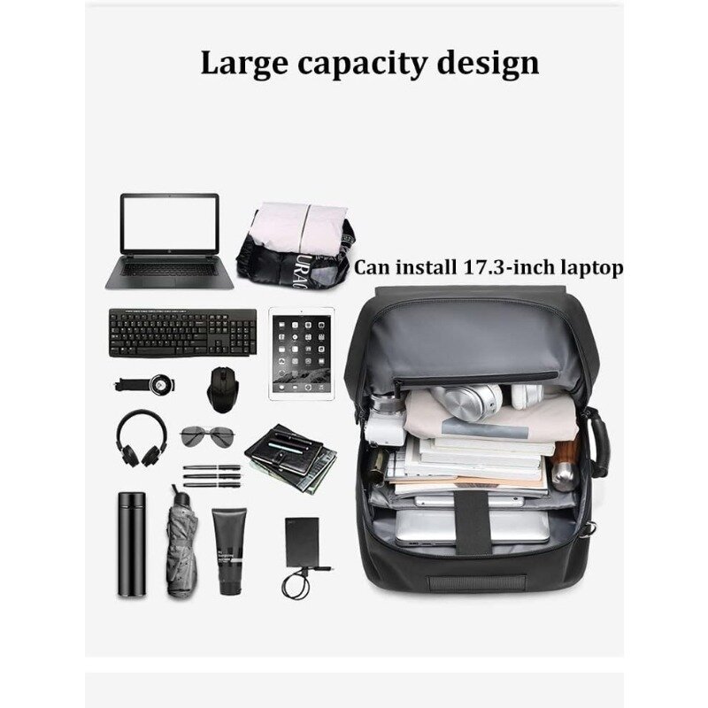 Mochila Laptop Empresarial com Sapato Separado, Porta de Carregamento USB, Caminhadas ao Ar Livre e Mochila de Acampamento, 50L, 17"