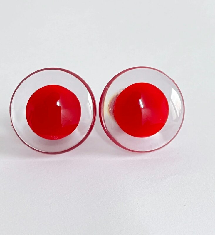 20PCS  16MM-25MM WHITE RED PUPIL 3D clear trapezoid safety toy eyes with white  washer size option