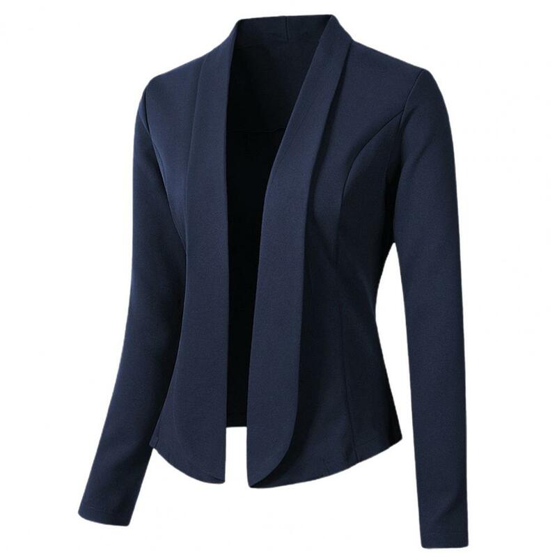 Abrigo de traje ajustado para mujer, cárdigan de manga larga con solapa, Color liso, elegante, para oficina y negocios, primavera y otoño