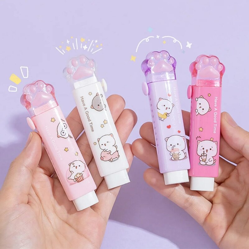 Push-pull Cat Paw Cute Eraser Girl Pencil  Student Rubber Cartoon Pen  Children School Supplies Prizes Office