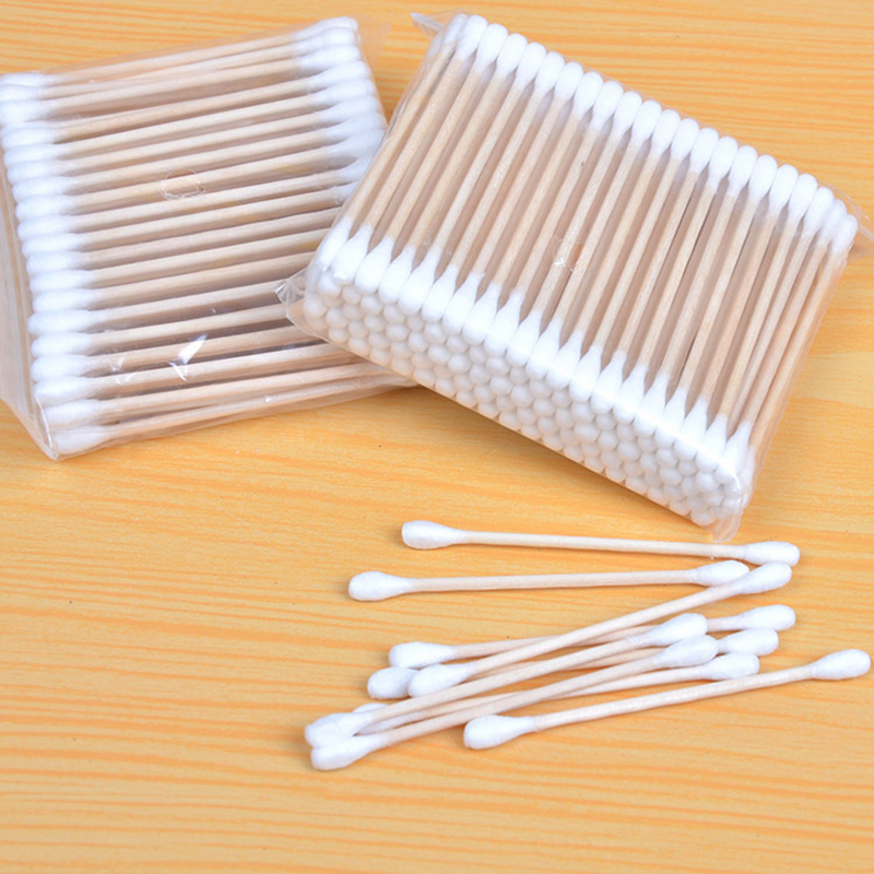 5pack 100pcs/pack Disposable Double-ended Cotton Swabs for Ear Cleaning Makeup Application and Removal