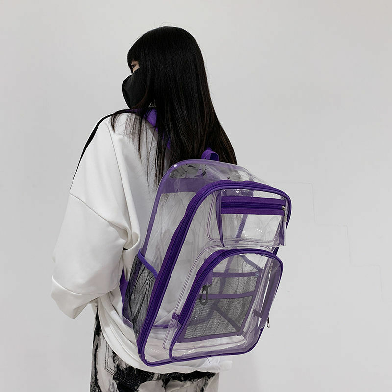 Mochilas de PVC transparente com zíper, mochila de alta capacidade, mochila estilo rua unissex, nova moda, verão, 2023