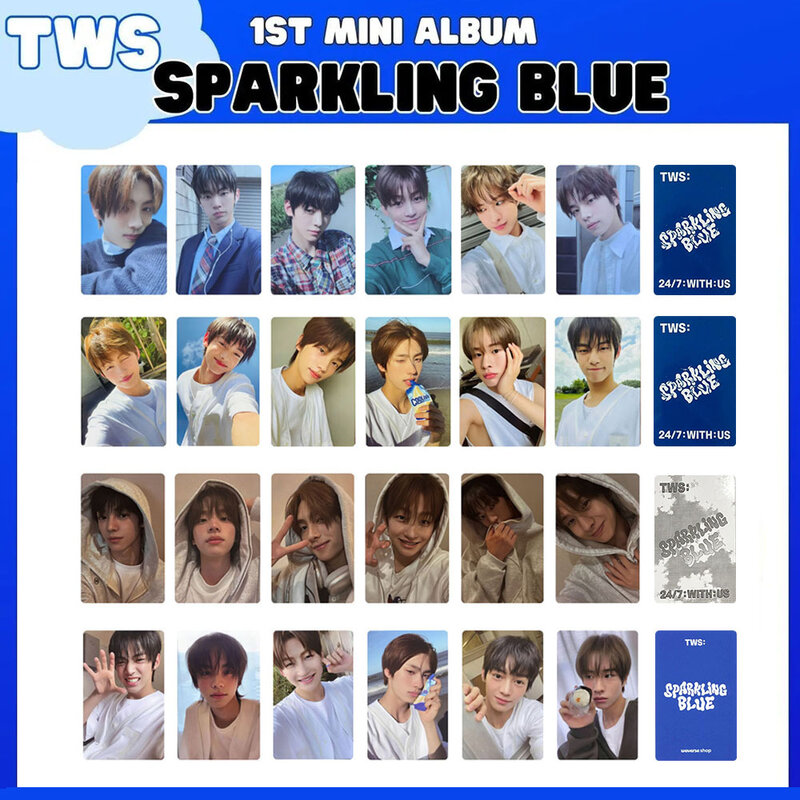 1er Mini álbum Kpop TWS, Photoard azul brillante, tarjeta LOMO de la suerte de estilo coreano, Hanjin Kyungmin Shinyu, regalo de colección de fanáticos, 6 piezas por juego