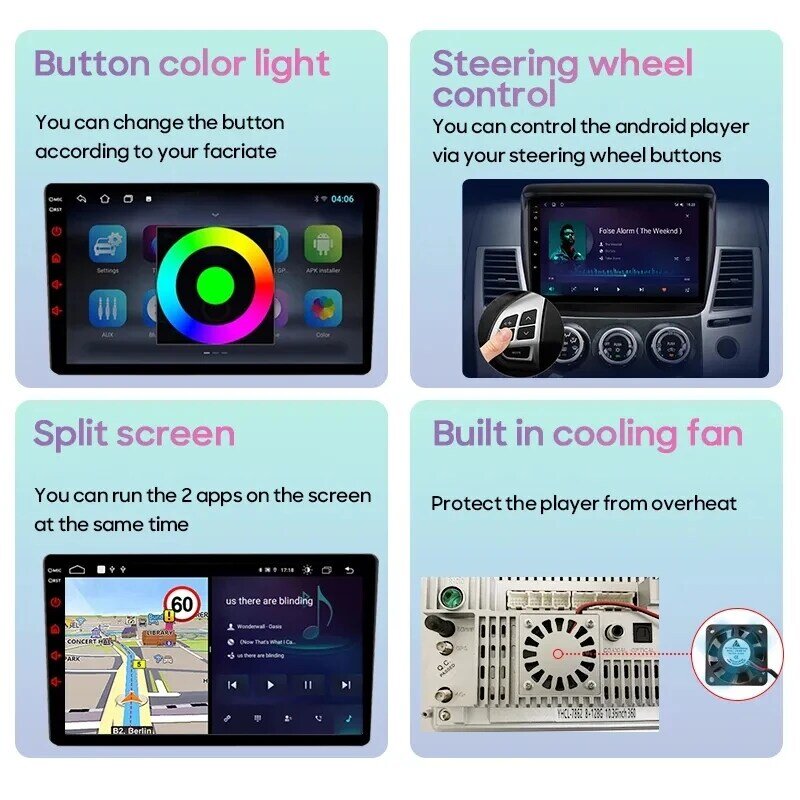 Untuk Hyundai Santa Fe 2006-2012 Stereo mobil, Head Unit Multimedia pemutar Radio navigasi GPS BT Carplay Android Auto tidak ada 2DIN DVD