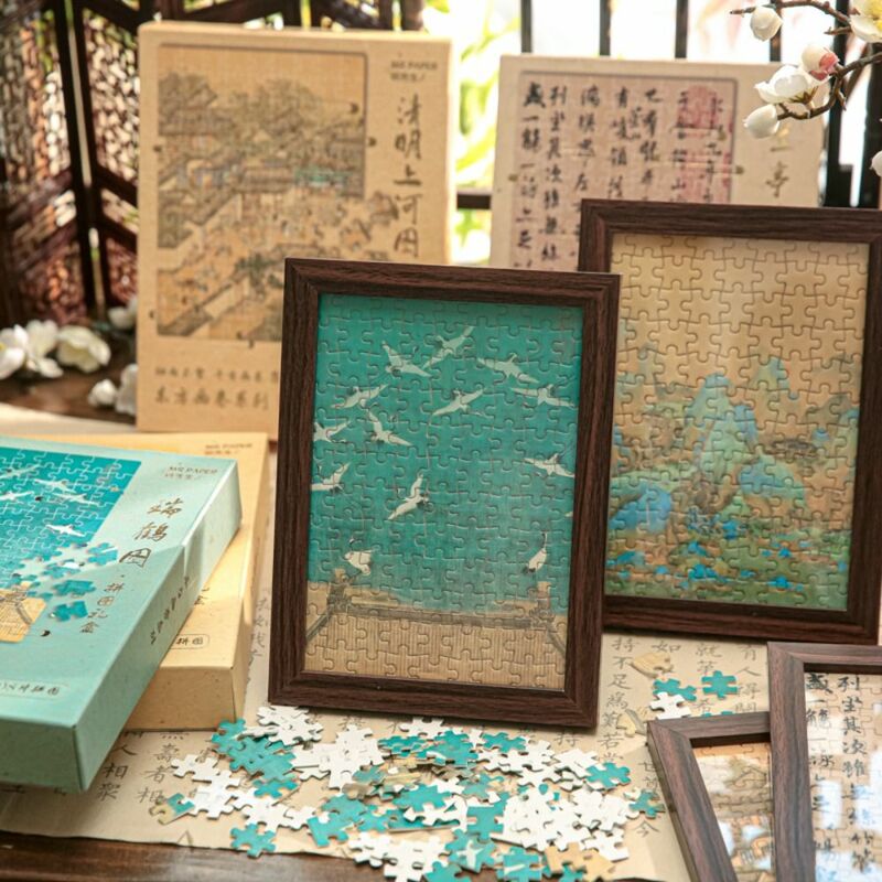 Z drewnianymi ramami błogosławieństwa Puzzle Jigsaw ozdoby na biurko do rękodzieła Puzzle na prezent zabawki pudełko na prezent błogosławieństwo prezent Montessori