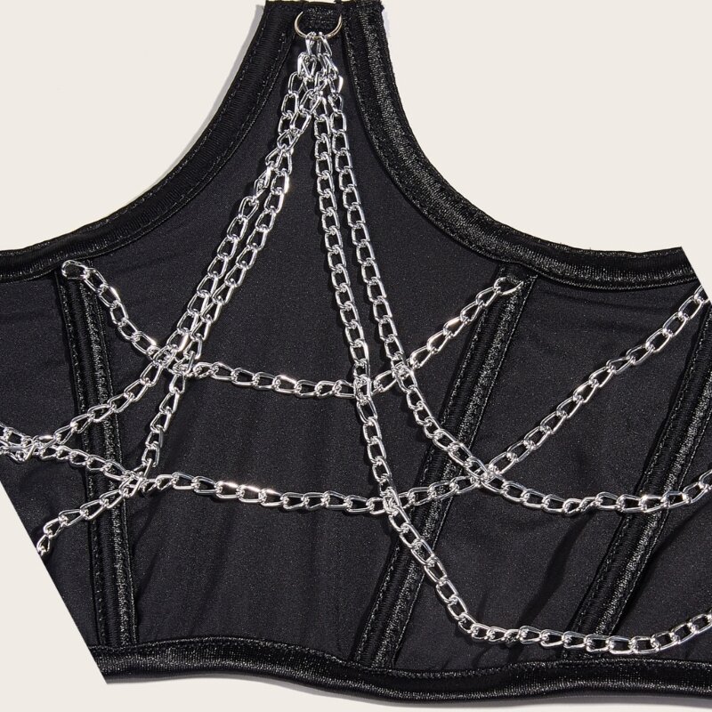 elastische tailleriem voor dames damesjurk korset met bungelketting vrouwelijke stretch tailleband voor promfeest
