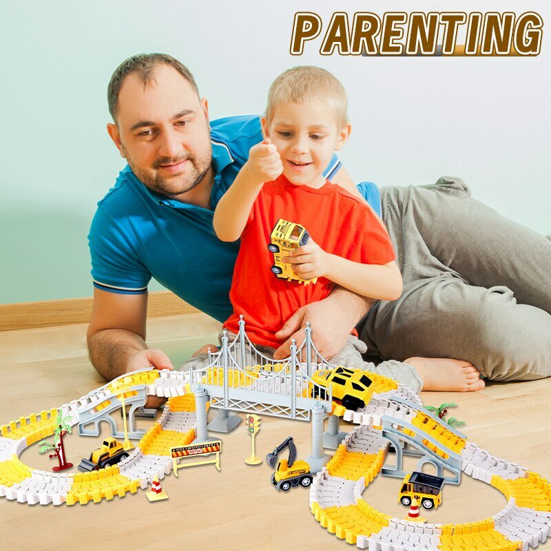 Bambini pista elettrica giocattolo ingegneria Minin Car Set Puzzle Boy Toys Track Car Train Toys For Children compleanno regali di natale