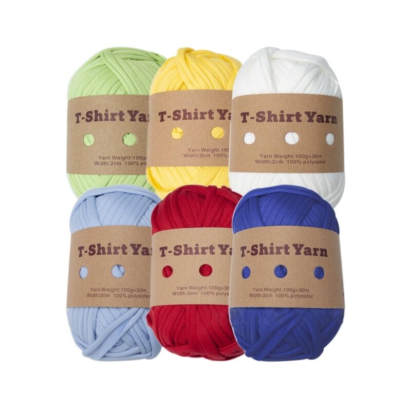 6 рулонов пряжи для вязания футболок для ручного ткачества и вязания крючком