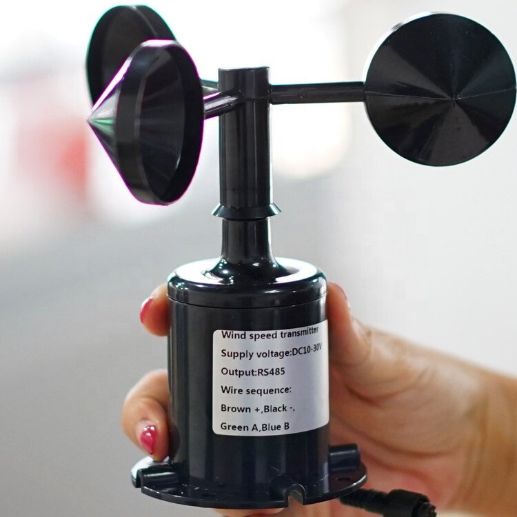 Anemómetro de viento mecánico con Sensor meteorológico integrado, dispositivo de medición de velocidad del viento de policarbonato, 3 tazas