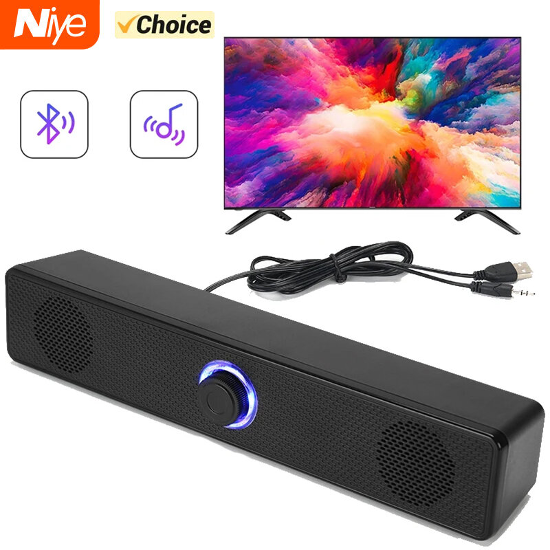 PC Soundbar Wired and Wireless Bluetooth Speaker USB Powered Soundbar for TV Pc Laptop Gaming Home Theater Surround Audio System