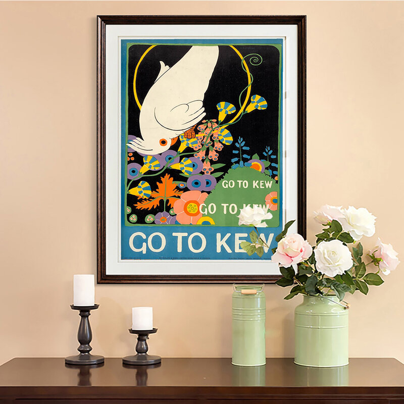 1915 królewskich ogrodów botanicznych w Kew plakat Vintage Art reklamy drukowanej naklejki ścienne obraz na płótnie przedstawiający kwiat ptaka wystrój