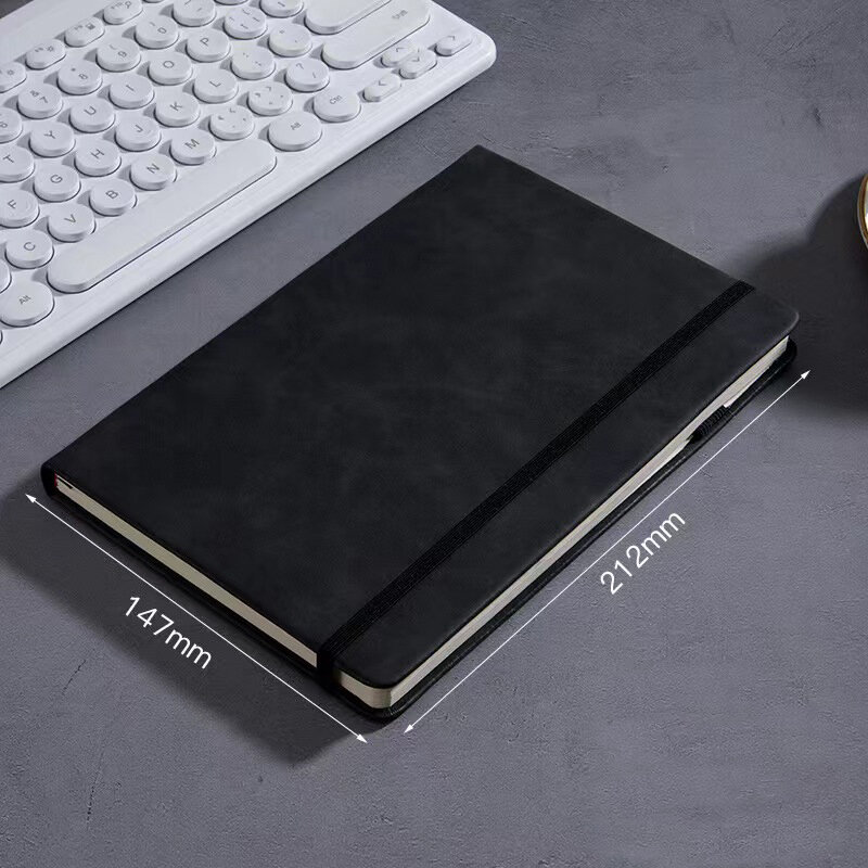 Customized product.Stationery office Custom Logo A5 Pu Leather Cover Notebook with Pen holder and elastic band for dairy