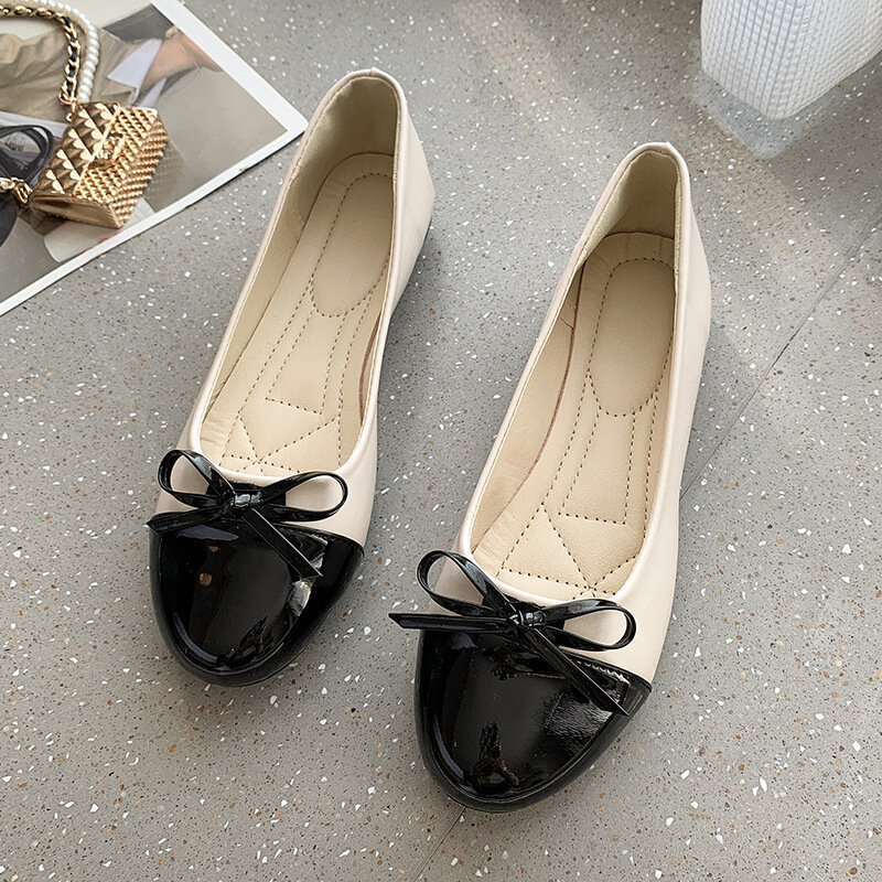 Fashion Ballerina Flat Round Toe Shoes For Woman Comfortable Slip-on Bow-knot Shoes Ladies Mother Shoes Zapatillas Mujer Loafers