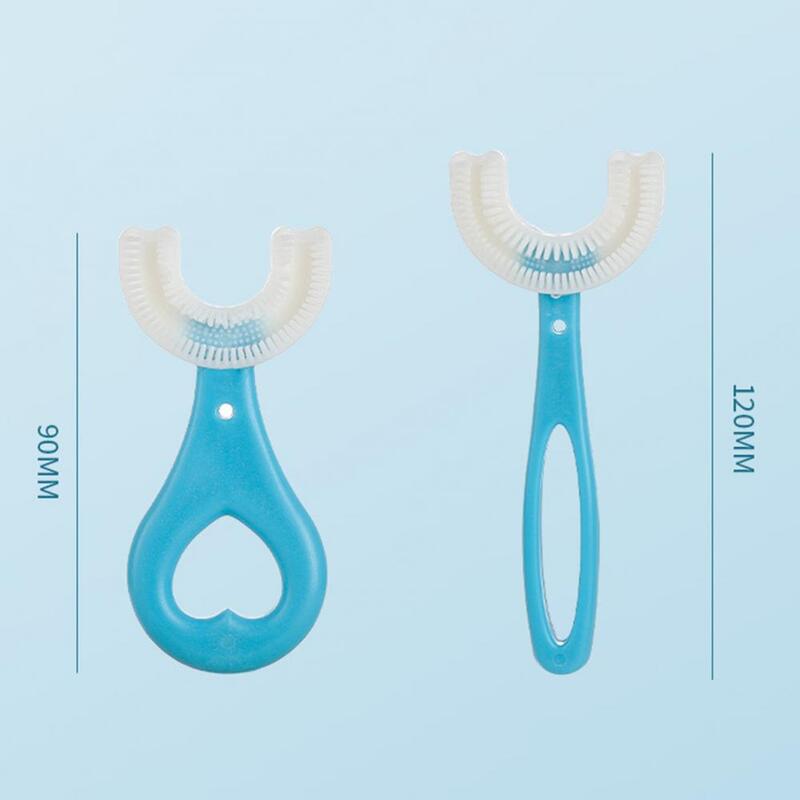 W kształcie litery U dziecięca szczoteczka do zębów 360 stopni czyste zęby miękkie futro przyrząd do rozdzielania jedzenia szczoteczka do zębów dla dzieci opieka stomatologiczna
