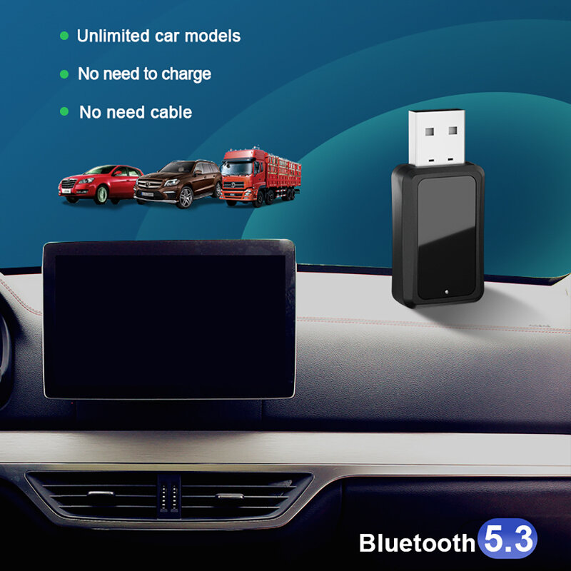 Auto Bluetooth 5.3 Fm Zender Ontvanger Handsfree Bellen Mini Usb Draadloze Adapter Auto Audio Met Led Display Voor Auto Fm Radio