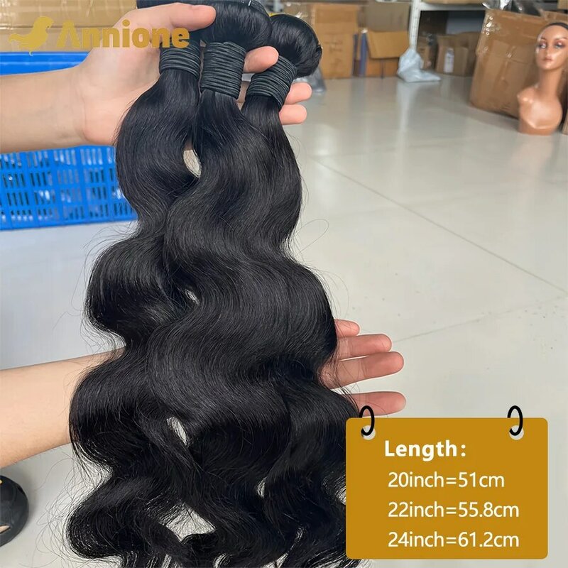 22 24 26 Inches Body Wave Bundles Human Hair Brazilian Hair 1/3/4 PCS 100% Human Hair Bundles Natural Black Remy Hair Extensions