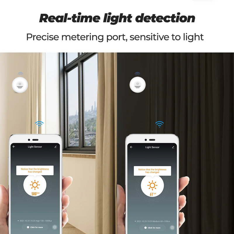 ZigBee Tuya Sensor lampu rumah pintar, detektor kecerahan rumah pintar, Sensor pencahayaan, adegan otomatisasi, bekerja dengan APP kehidupan pintar