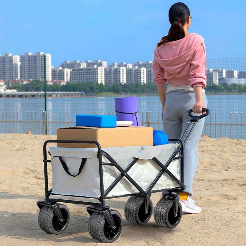 Carrello da spiaggia pieghevole portatile resistente del carrello del carro pieghevole di grande capacità 500lbs con le grandi ruote per il carrello di campeggio della sabbia