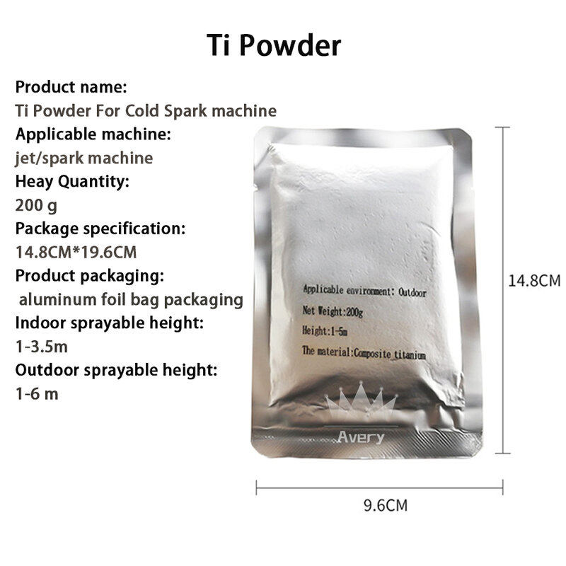 1-200Bags/Lot Ti Powder for Cold Spark Machine 200g For Wedding Party Machine Dust Certification For Stage Light Party DJ DISCO