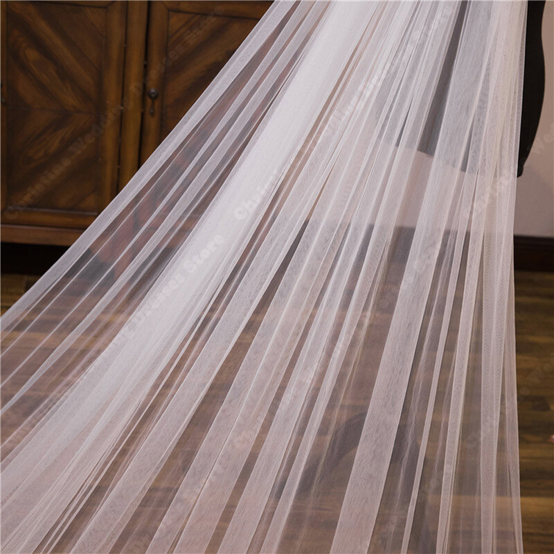 Glitter Long Bling Bling Veil For Bride Floor Length White Ivory Bridal 3*3 Meter Cathedral Wedding Veils Lace Appliques