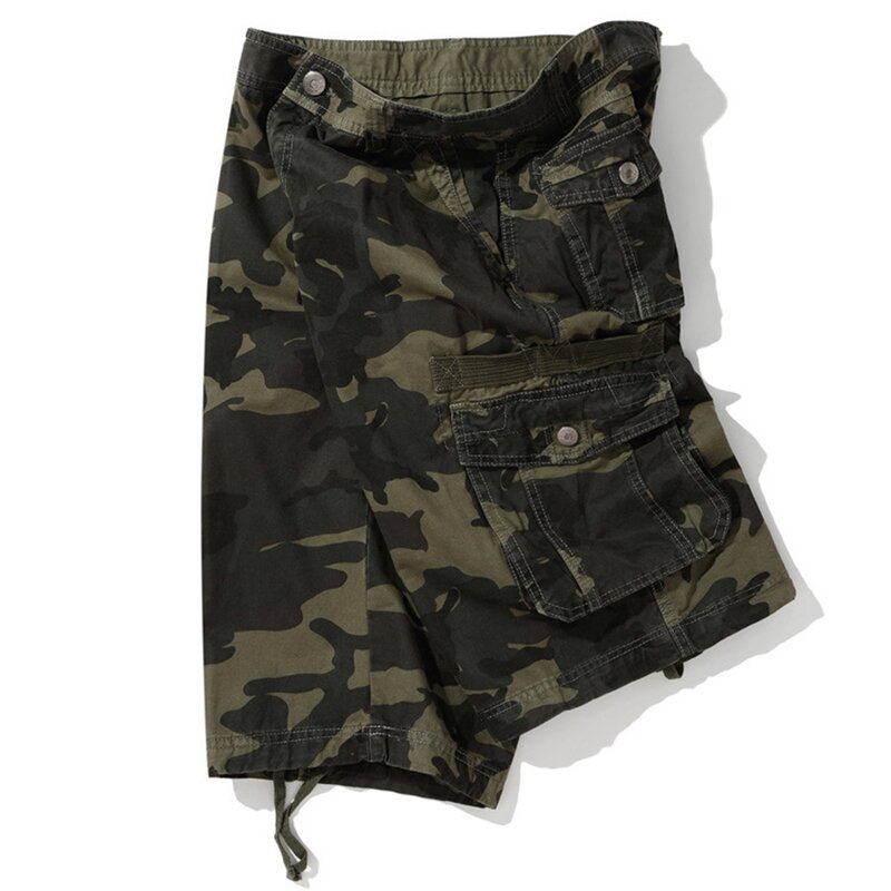 Men'S Cargo Shorts Summer Trend Multi-Pocket Camouflage Button Cargo Shorts Daily Outdoor Hiking Casual Fashion Dance Shorts