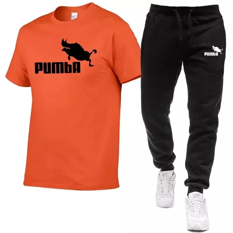 New Mens Tracksuit Cotton T-shirts and Sweatpants Gym Short Sleeve Outfits High Quality Male Casual O-Neck Tees Jogging Suit
