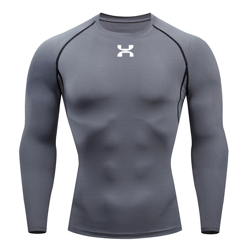 Camiseta deportiva de secado rápido para hombre, camisa de compresión de manga larga, segunda piel, gimnasio, entrenamiento, Fitness, correr