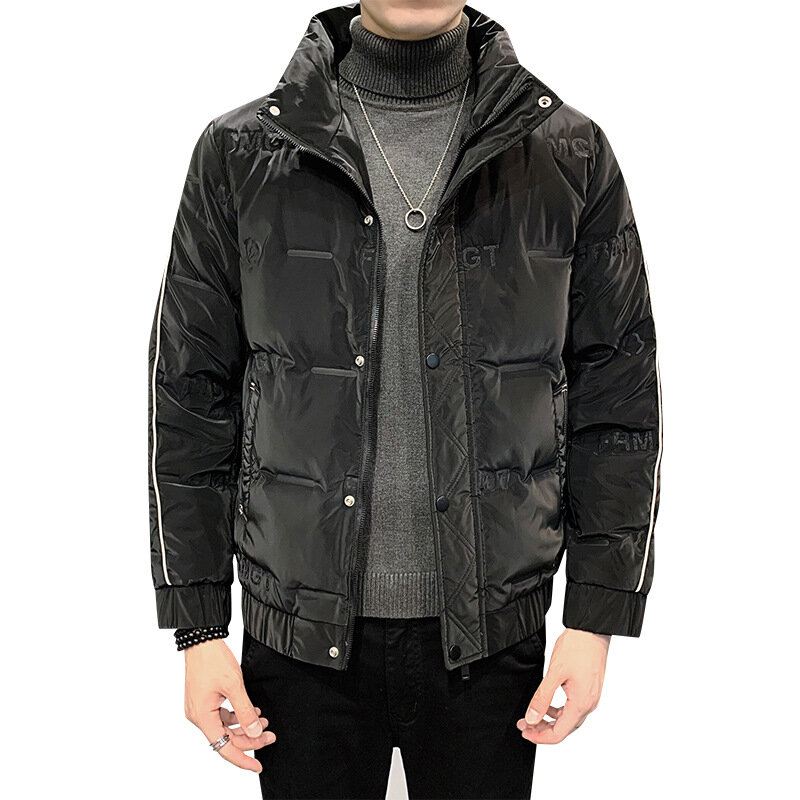남성용 가볍고 얇은 오리 다운 재킷, 스탠딩 칼라, 두꺼운 캐주얼 겨울 코트, 겨울 트렌드
