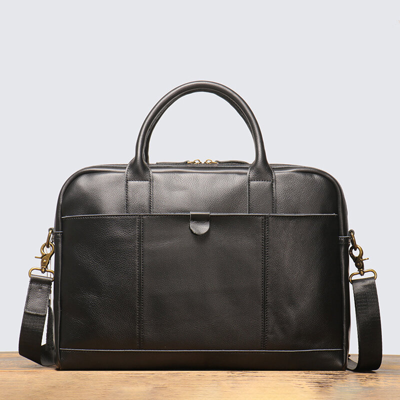 Leathfocus Genuine Leather Briefcases Laptop Messenger Bags for Men Vintage Business Work Bag Handbag Lightweight Satchel Bag