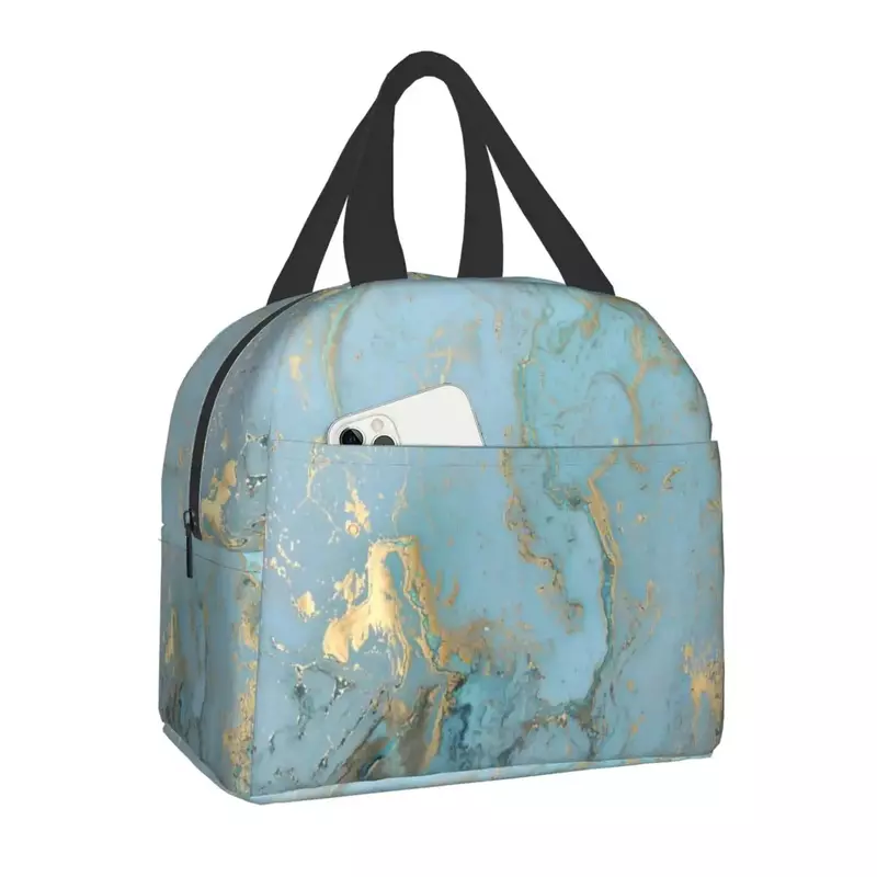 Marble Design Texture Abstract Pattern Insulated Lunch Tote Bag  Women Modern Geometric Geometry Thermal Cooler Food Lunch Box