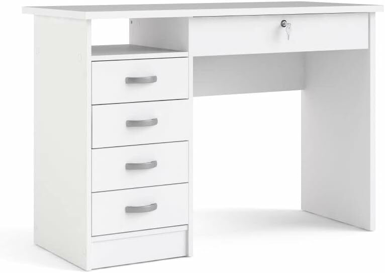 Tvilum Walden Desk with 5 Drawers, White