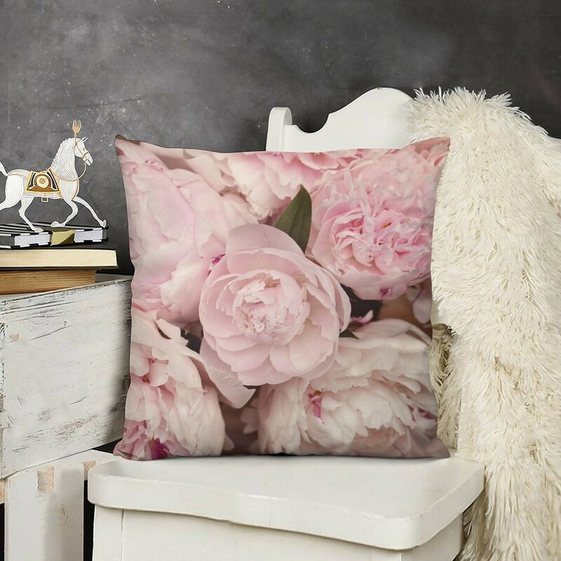 الفاخرة وسادة تغطي لغرفة المعيشة أريكة ، الوردي الفاوانيا الزهور ، رمي غطاء وسادة