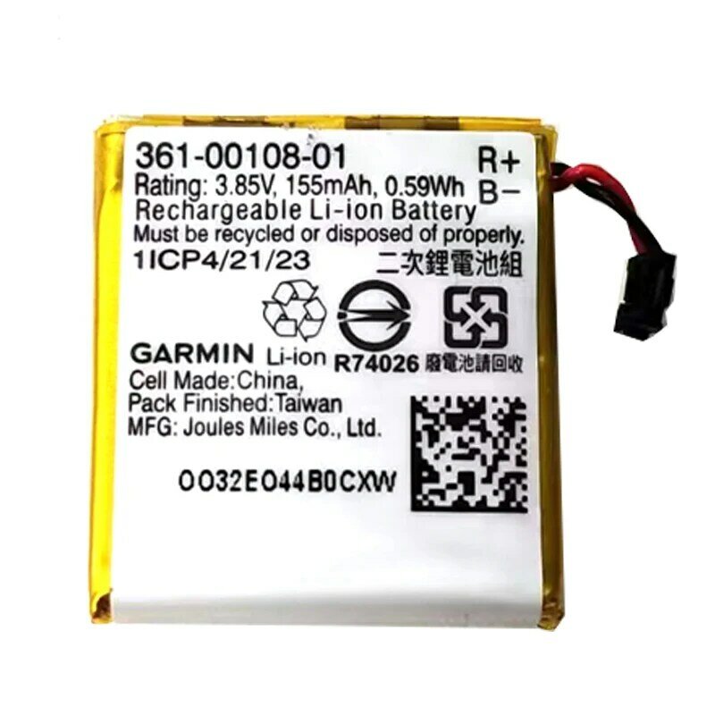 Batería de iones de litio recargable para Garmin Vivoactive 3 /Vivoactive3, 361-00108-01, 155mAh