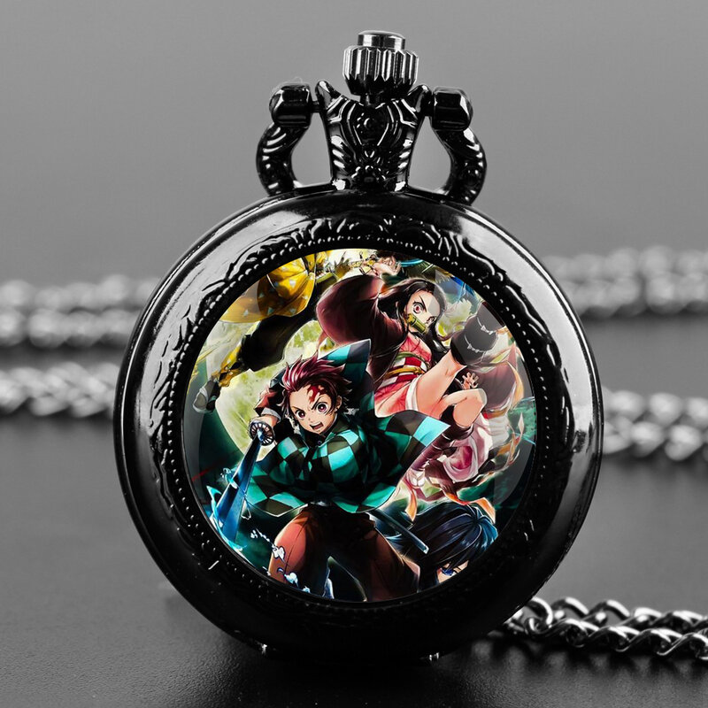 Часы наручные Tanjiro Nezuko для мужчин и женщин, кварцевые карманные часы с уникальным кулоном, с цепочкой, подарок, аксессуары