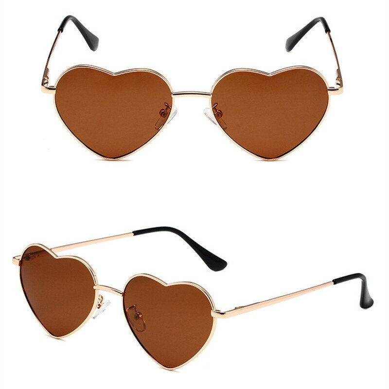 Lunettes de soleil dégradées en forme de cœur en métal pour femmes, lunettes d'extérieur pour femmes, lunettes pour filles, nuances UV400, mode